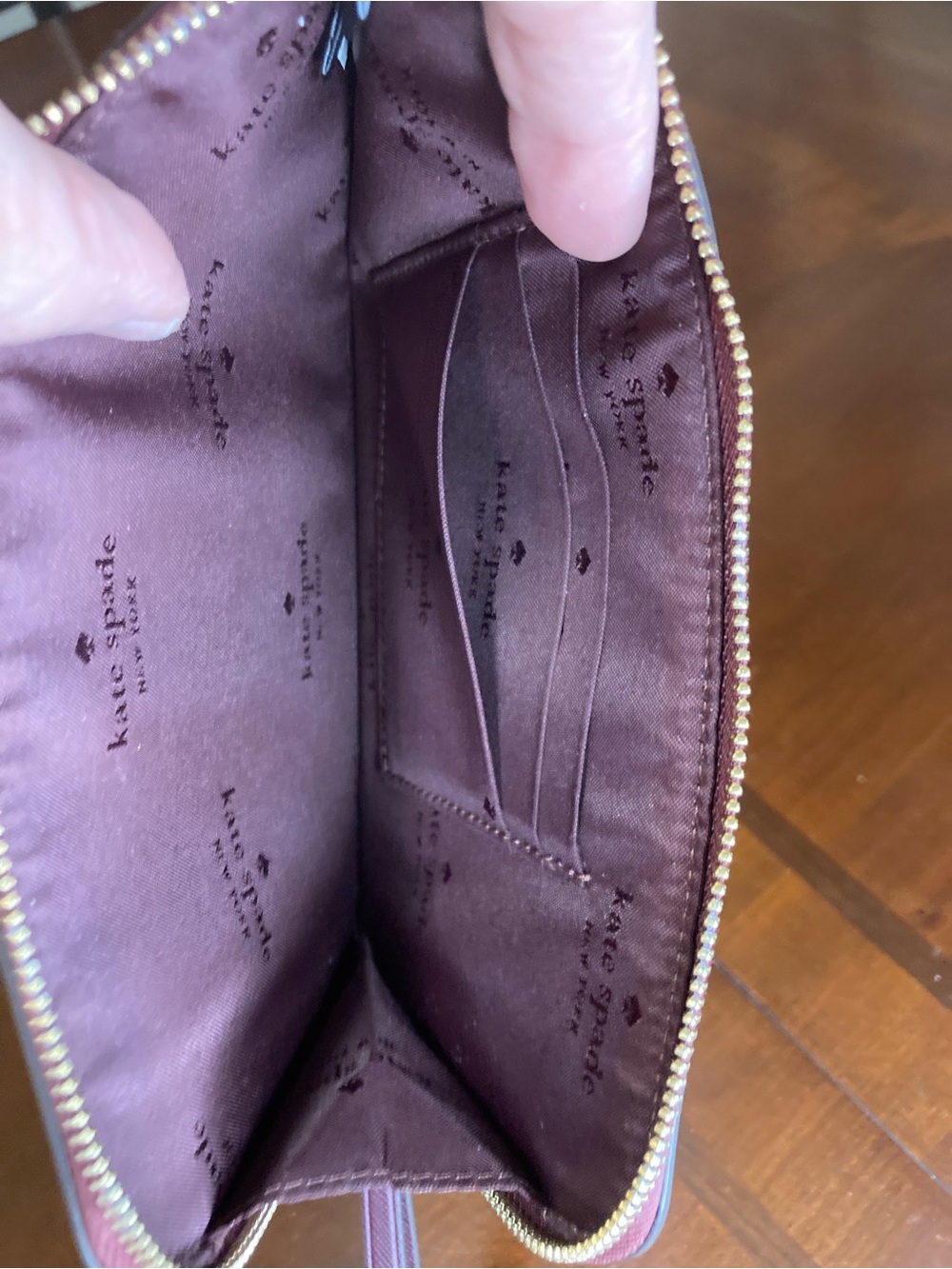 Kate Spade Lucy L Zip Saffiano Leather Wristlet in Lilac Moon Multi EUC - Picture 12 of 13